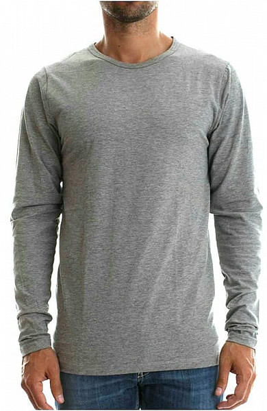 T-Shirts Round Neck Cotton Full Sleeve - Gray 1X